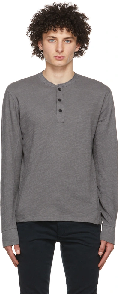 Rag & Bone Cotton-jersey Henley T-shirt In Dark Grey