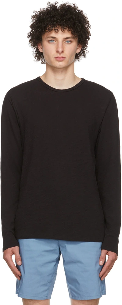 Rag & Bone Black Cotton Long Sleeve T-shirt In Jetblk