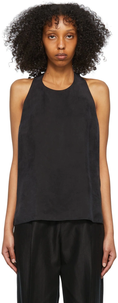 Filippa K Black Cupro Tank Top In 1433 Black