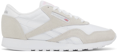Reebok Classic Nylon Sneakers In White And Gray In White/white/light Grey