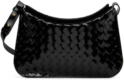 Bottega Veneta Small Intrecciato Patent Leather Shoulder Bag In Black