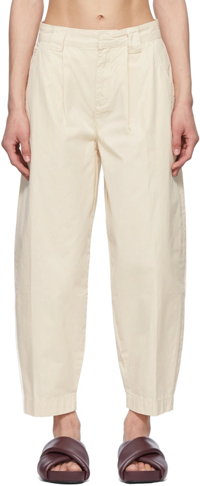 Frame Off-white Cotton Trousers In Flax