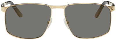 Cartier Gold Rectangular Sunglasses In 003 Gold