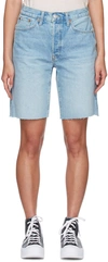RE/DONE BLUE FADED DENIM SHORTS