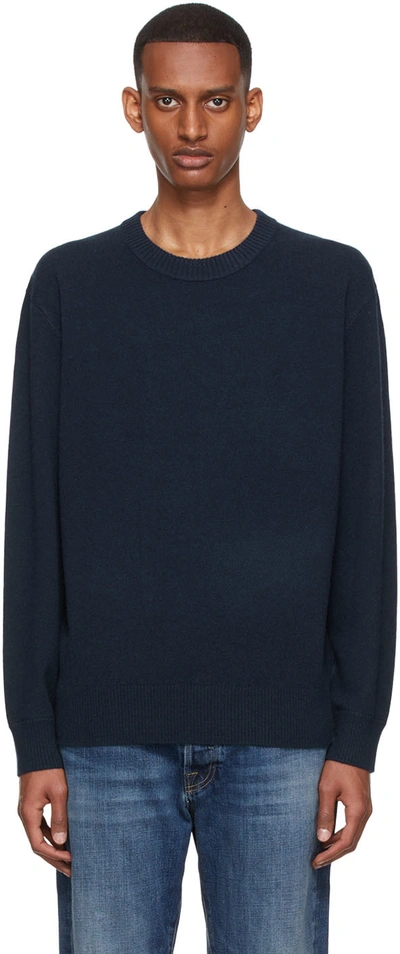 Frame The Crew Neck Cashmere Sweater In Navy