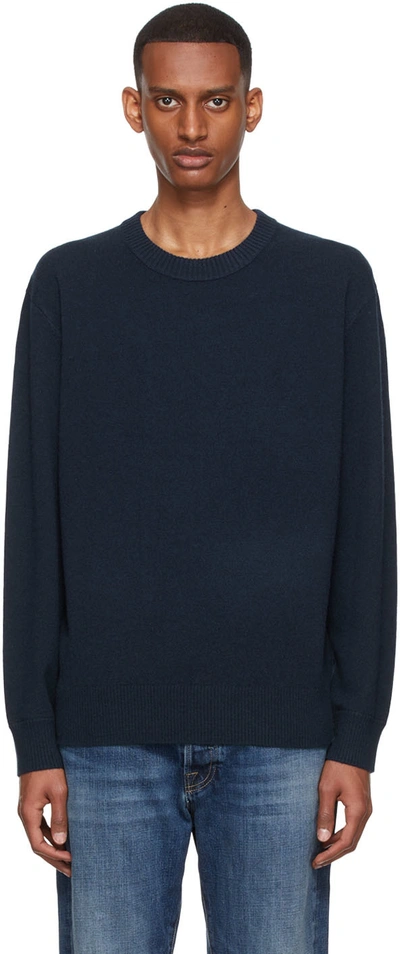 Frame The Crew Neck Cashmere Jumper In Navy