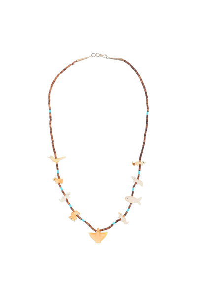 Jessie Western Turquoise And Shell Power Animal Necklace In Brown,light Blue,white