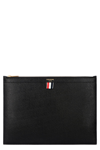Thom Browne Pebbled-leather Pouch In Black