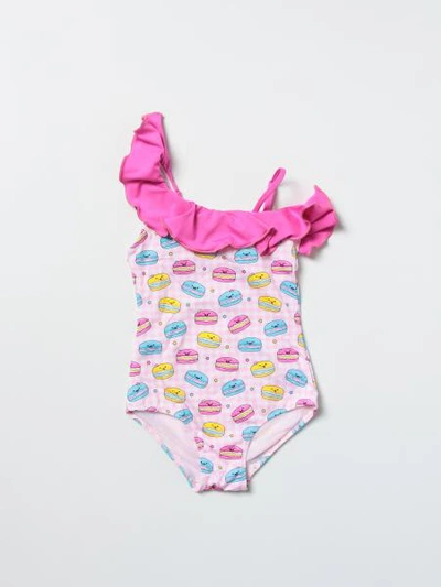 Mc2 Saint Barth Kids' One-piece Swimsuit With Print In Pink