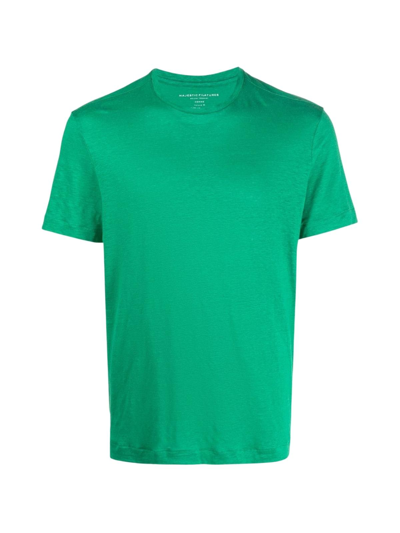 Majestic Short-sleeve Linen T-shirt In Parrot