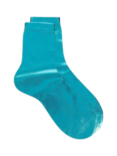 Maria La Rosa Laminated One Socks In Tiffany Aqua