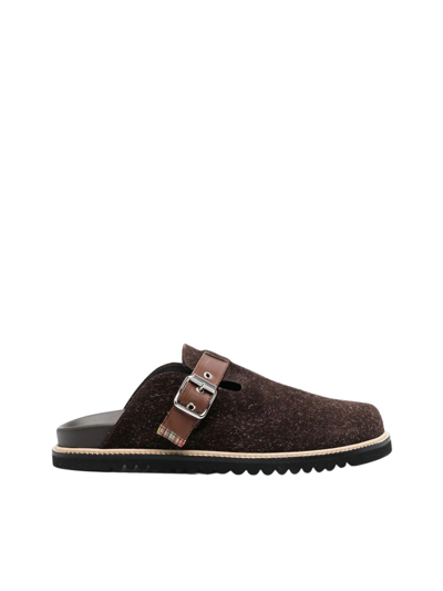 Paul Smith Slip-on Leather Sandals In Choc