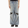 BALENCIAGA RIPPED LIGHT BLUE SKATER JEANS