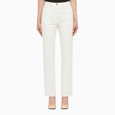 Gucci White Jeans With Horsebit Detail