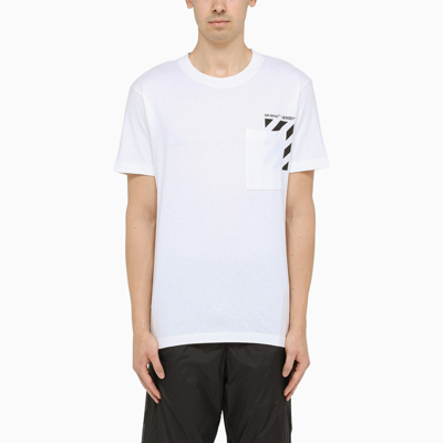 Off-white Whtie Diag-print Crewneck T-shirt In White