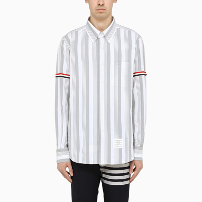 Thom Browne Stripes-print Shirt Grey And White