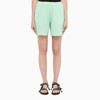 Palm Angels Neon Green Shorts With Logo In Green