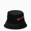 Off-white Pink Logo-print Bucket Hat Black In Black