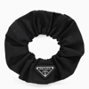 Prada Re-nylon Triangle-logo Scrunchie In Black