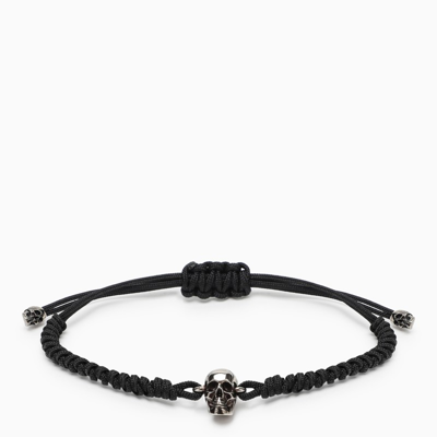 Alexander Mcqueen Black Rope Skull Bracelet