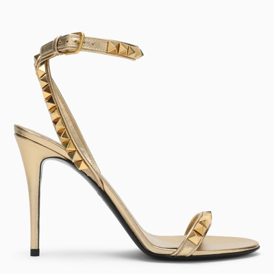 Valentino Garavani High Gold-coloured Sandals In Metal