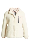 Levi's® High Pile Fleece Hooded Zip Jacket In Ivory/ Peach Blossom