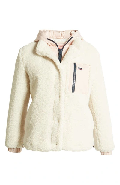 Levi's® High Pile Fleece Hooded Zip Jacket In Ivory/ Peach Blossom