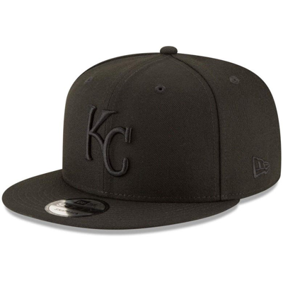 New Era Men's Black Kansas City Royals Black On Black 9fifty Team Snapback Adjustable Hat