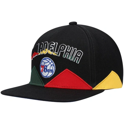 Mitchell & Ness Men's  Black Philadelphia 76ers Black History Month Snapback Hat