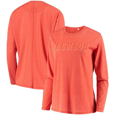 Pressbox Orange Clemson Tigers Tonal Block Vintage Wash Long Sleeve T-shirt