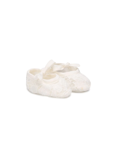 Dolce & Gabbana Kids' Lace Ceremony Slippers In Neutrals