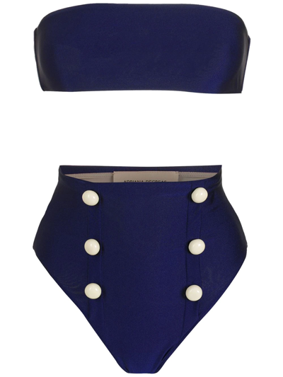 Adriana Degreas Button-details High Rise Bikini Set In Blue