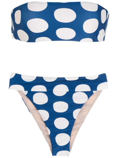 Adriana Degreas Pois High Leg Swimsuit In Blue