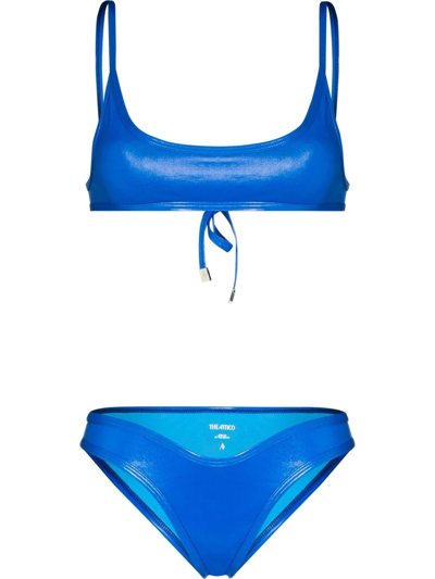 Attico High-shine Bikini Set In Blue