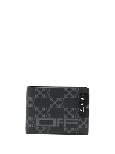 Off-white Grey Bi-fold Wallet With Arrow Print In Black