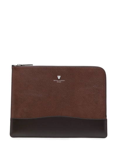 Aspinal Of London City Tech Leather Laptop Bag In Brown