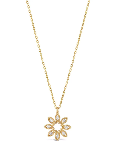 Dinny Hall 14ct Gold Diamond Jasmine Flower Pendant Necklace