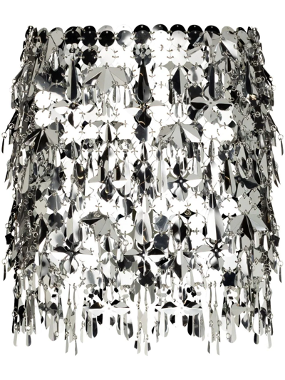 Paco Rabanne Sparkle Sequins Beaded Mini Skirt In Silver
