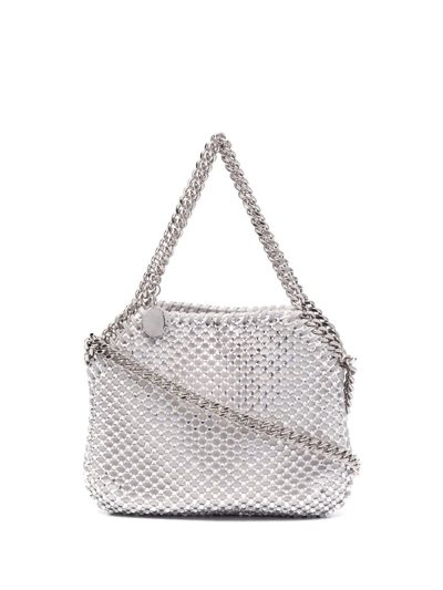 Stella Mccartney Falabella Crystal Mesh Crossbody Bag In Silver