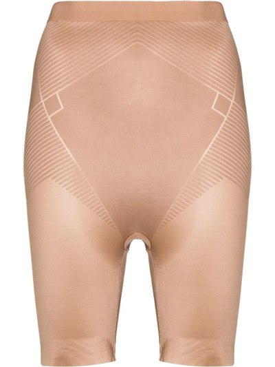 Spanx High-waisted Stretch Shorts In Neutrals