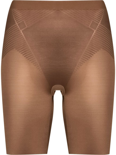 Spanx Thinstincts 2.0 Mid-thigh Shorts In Brown