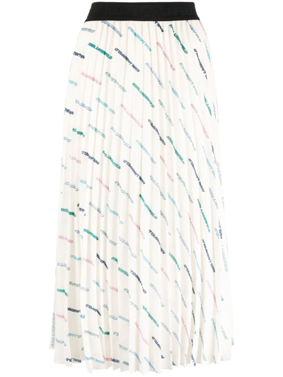 Karl Lagerfeld Future Logo-print Pleated Skirt In Neutrals