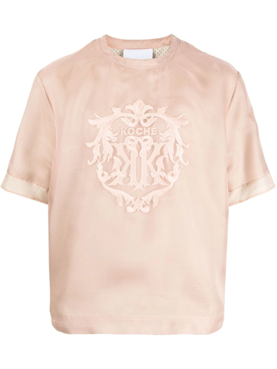 Koché Embroidered-logo Mesh T-shirt In Neutrals