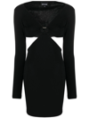 JUST CAVALLI CUT-OUT LONG-SLEEVED MINI DRESS