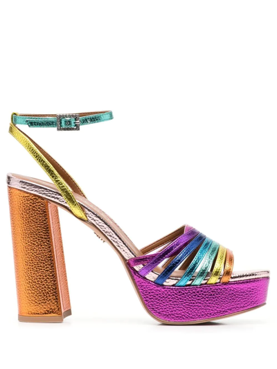 Kurt Geiger Pierra Gem-embellished Leather Platform Sandals In Multi