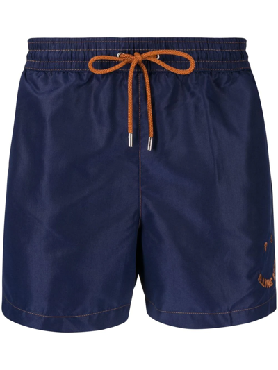Paul Smith Logo-smiley Swimming Shorts In Blue