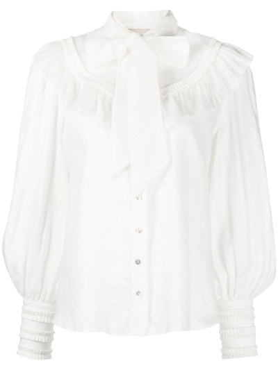 Alemais Lennie Ruffled Pussy-bow Blouse In Ivory