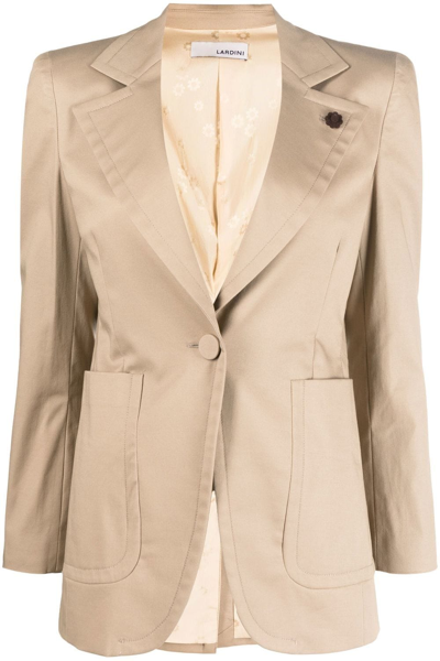 Lardini Fitted Single-breasted Blazer In Neutrals