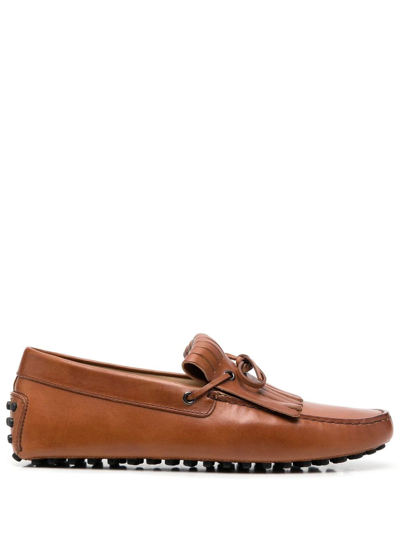 Tod's Fringe Detail Loafers In Brown