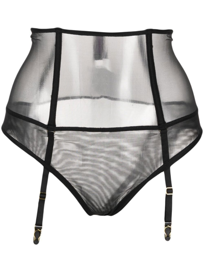 Maison Close High-waist Garter Thong In Black